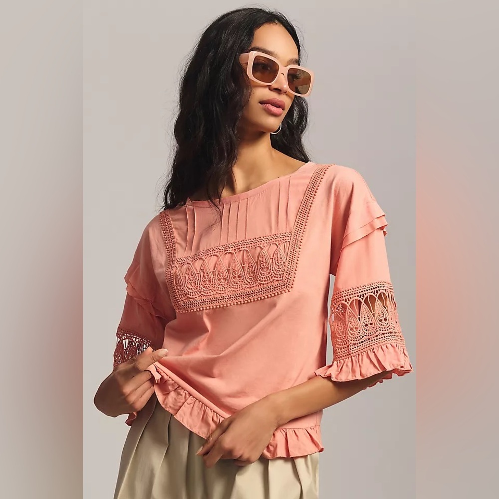 ANTHROPOLOGIE Tiny | Sonoma ruffled top | size small - Picture 1 of 7